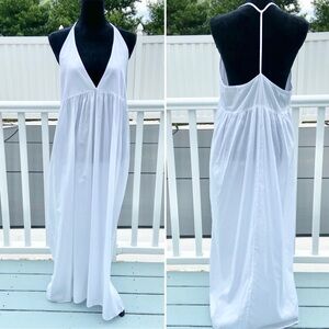 LACAUSA Audra T-back White Dress Lightweight Cotton Minimalist Size Large